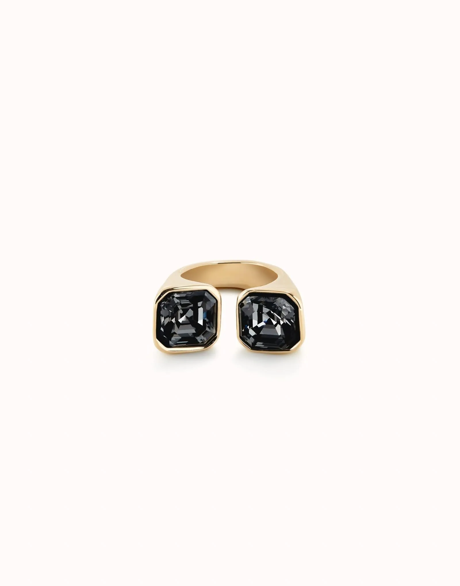 18k Gold Plated Faceted Crystal Black Ring ANI0821NGRORO