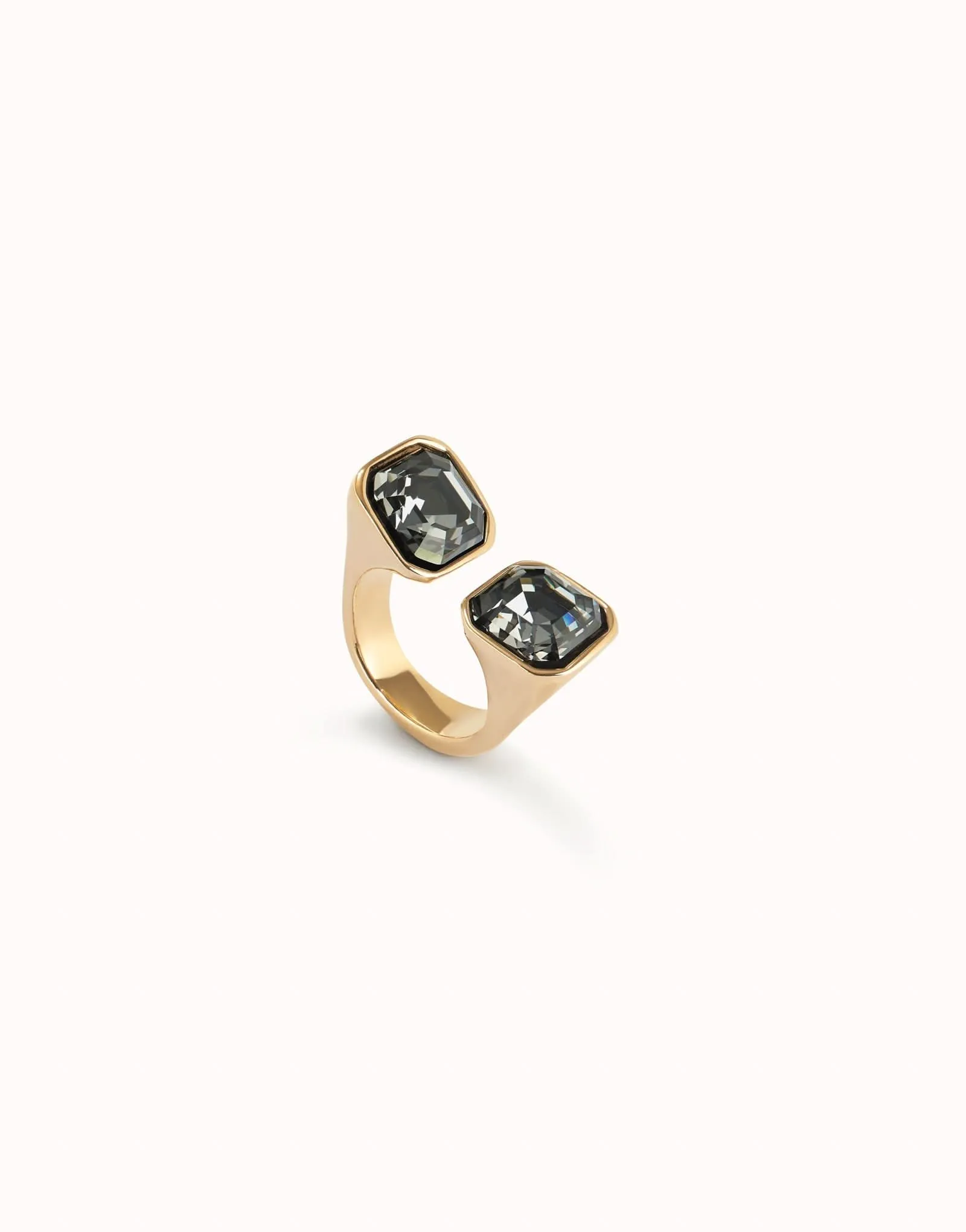 18k Gold Plated Faceted Crystal Black Ring ANI0821NGRORO
