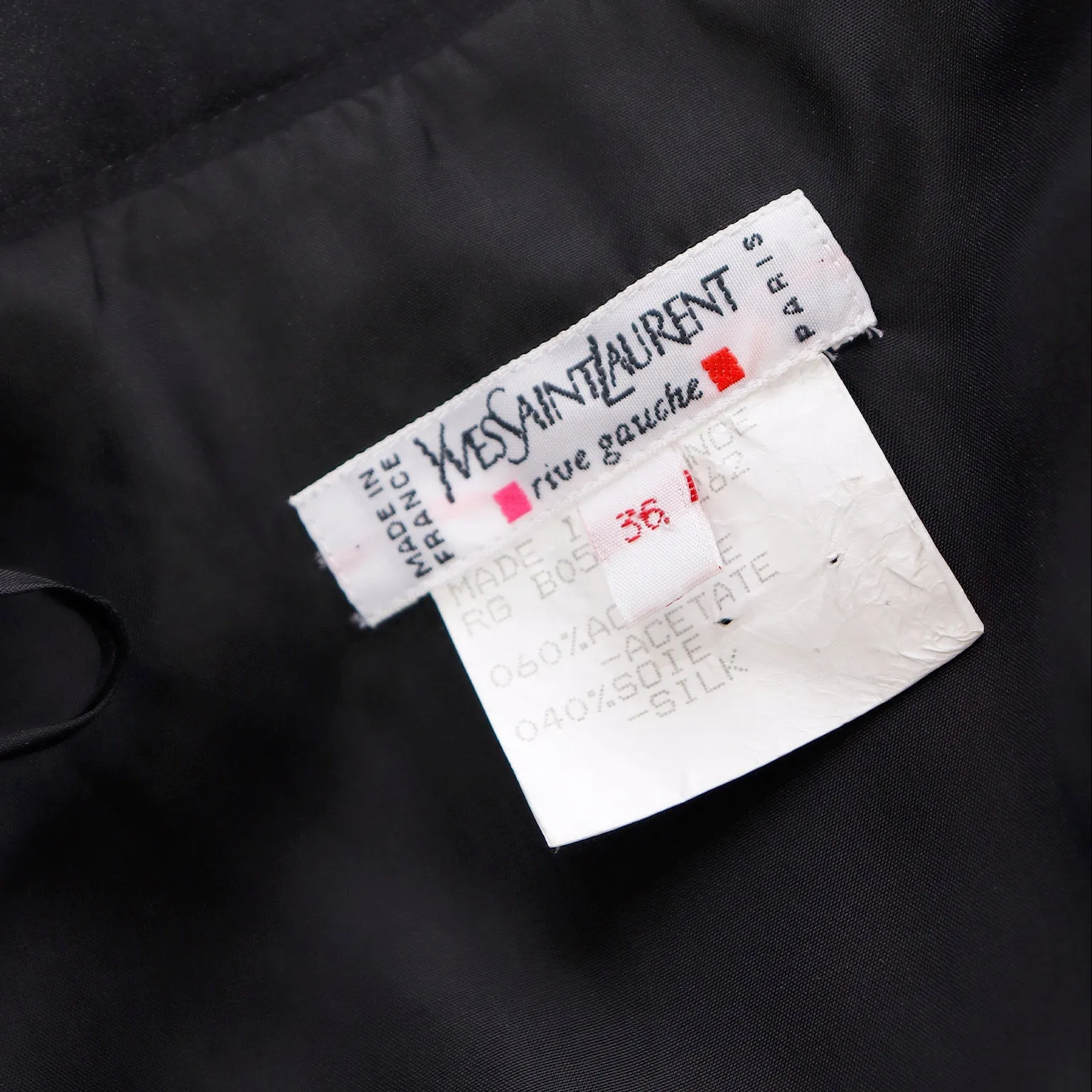 1990s Vintage Yves Saint Laurent Black Satin Evening Skirt
