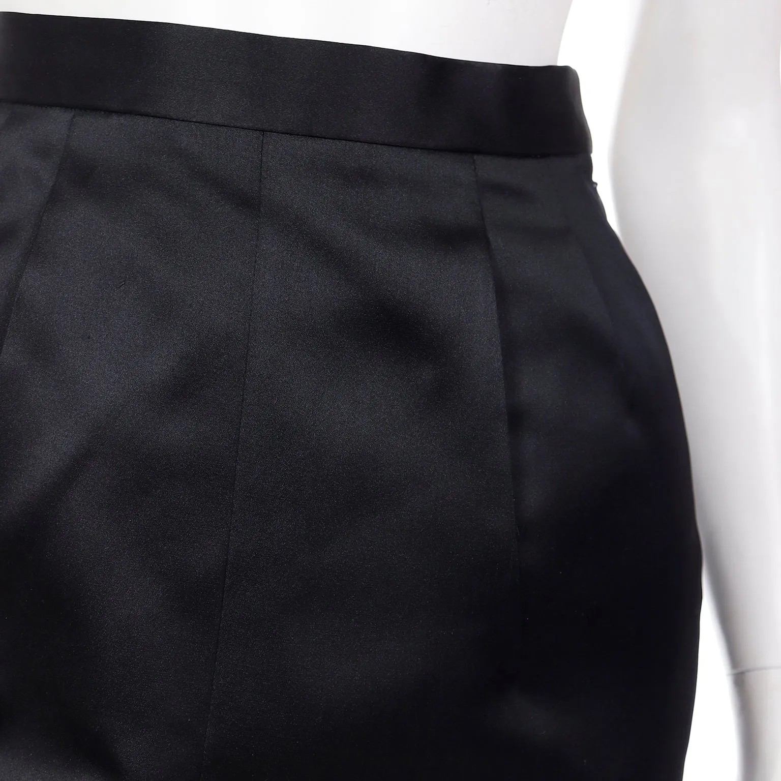 1990s Vintage Yves Saint Laurent Black Satin Evening Skirt