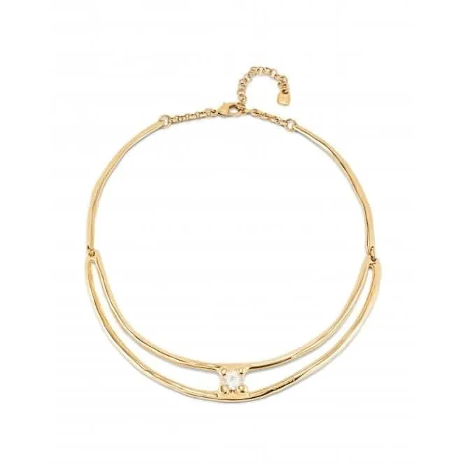 Anima Double 18k Gold-Plated Rigid White Zirconia Necklace COL1914BLNORO