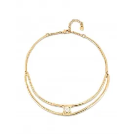 Anima Double 18k Gold-Plated Rigid White Zirconia Necklace COL1914BLNORO