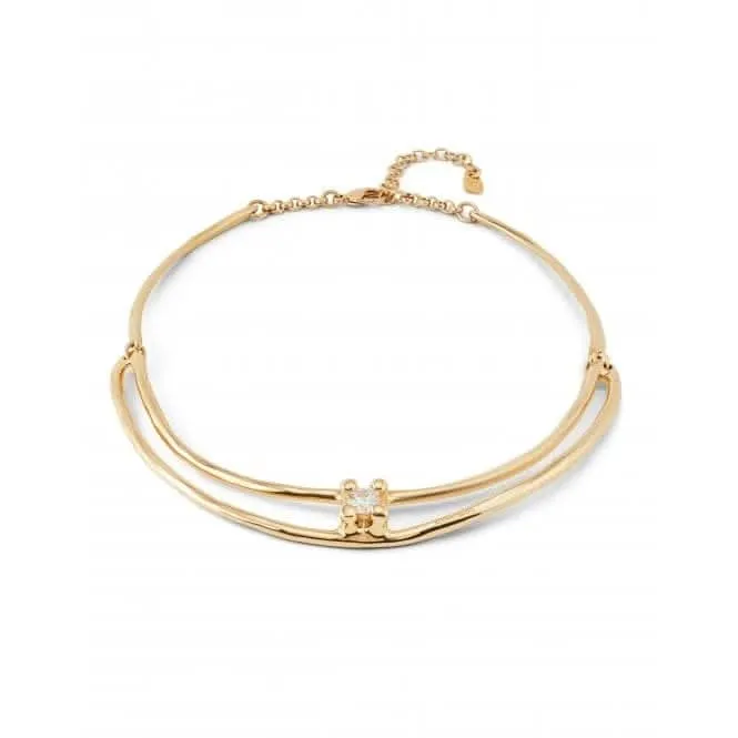 Anima Double 18k Gold-Plated Rigid White Zirconia Necklace COL1914BLNORO