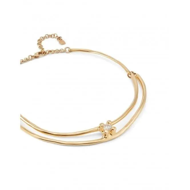 Anima Double 18k Gold-Plated Rigid White Zirconia Necklace COL1914BLNORO