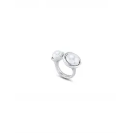 Artsy Artsy Sterling Silver Plated Two Shell Pearl Ring