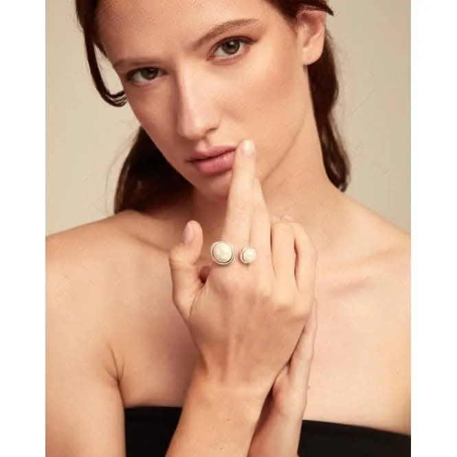 Artsy Artsy Sterling Silver Plated Two Shell Pearl Ring