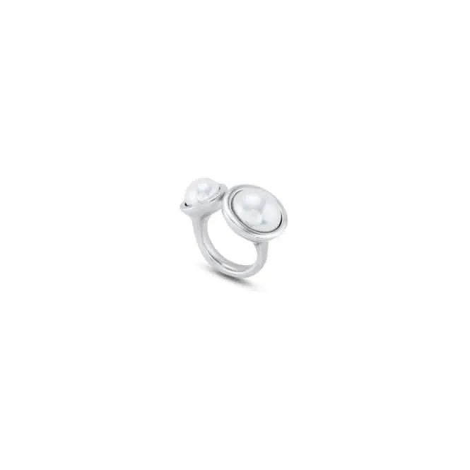Artsy Artsy Sterling Silver Plated Two Shell Pearl Ring