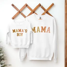 Autumn College Mama & Mama's Boy Matching White Sweatshirts