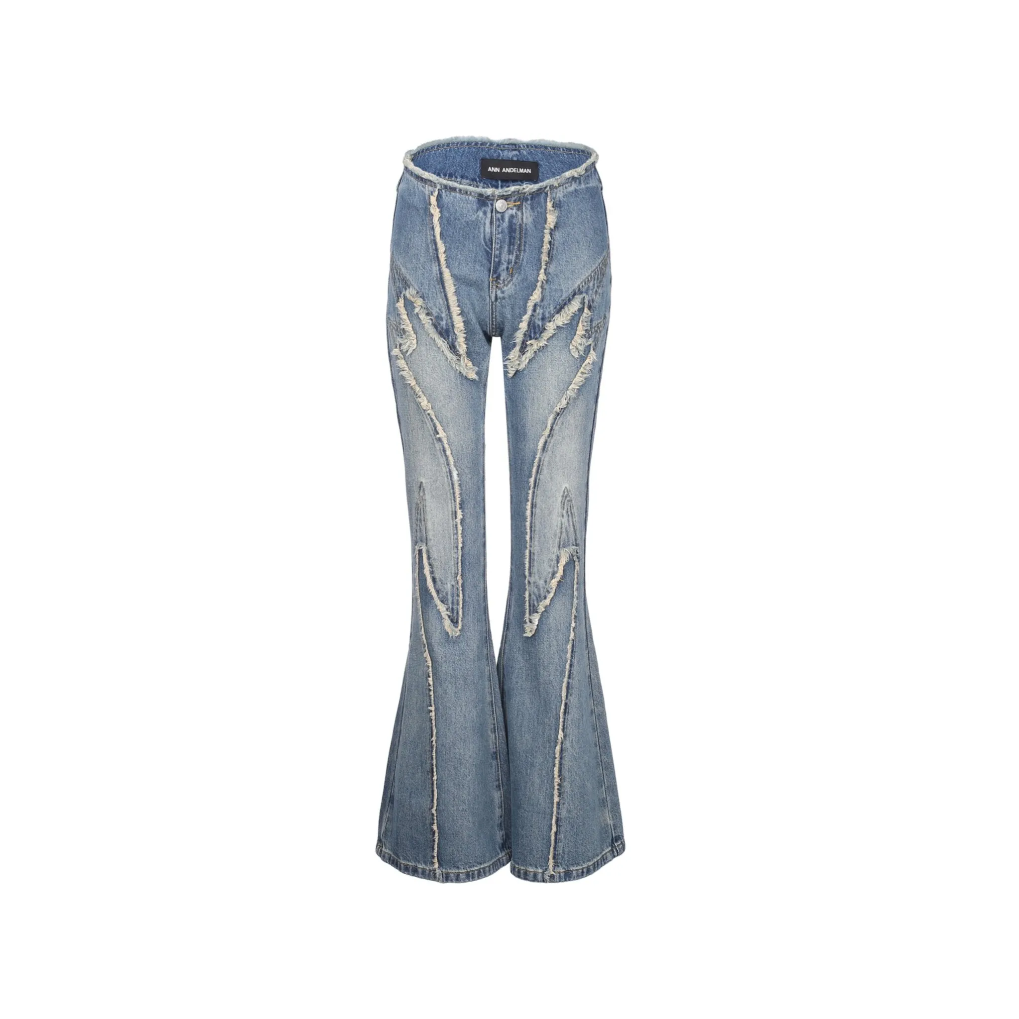 Blue Gothic Image Patchwork Jeans