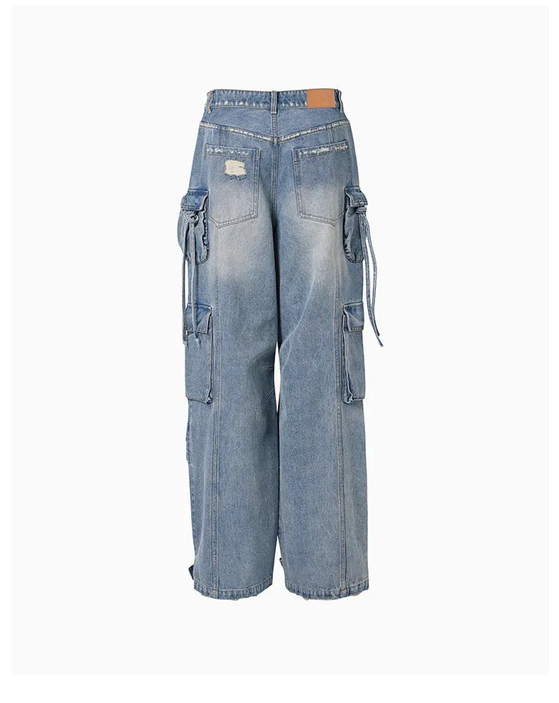 Blue Multi-Pocket Cargo Jeans