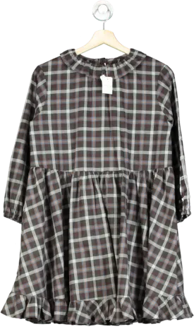 Bonpoint Blue Plaid Long Sleeve Dress UK 12