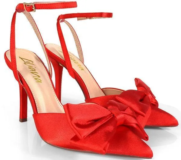 BOWTIE CLOSED TOE SATIN DRESS SHOES