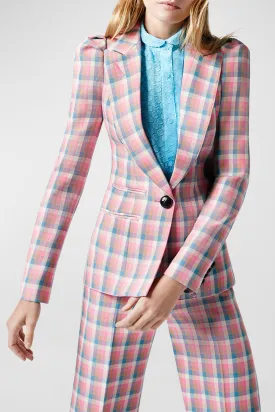 Box Pleat Blazer Begonia Check