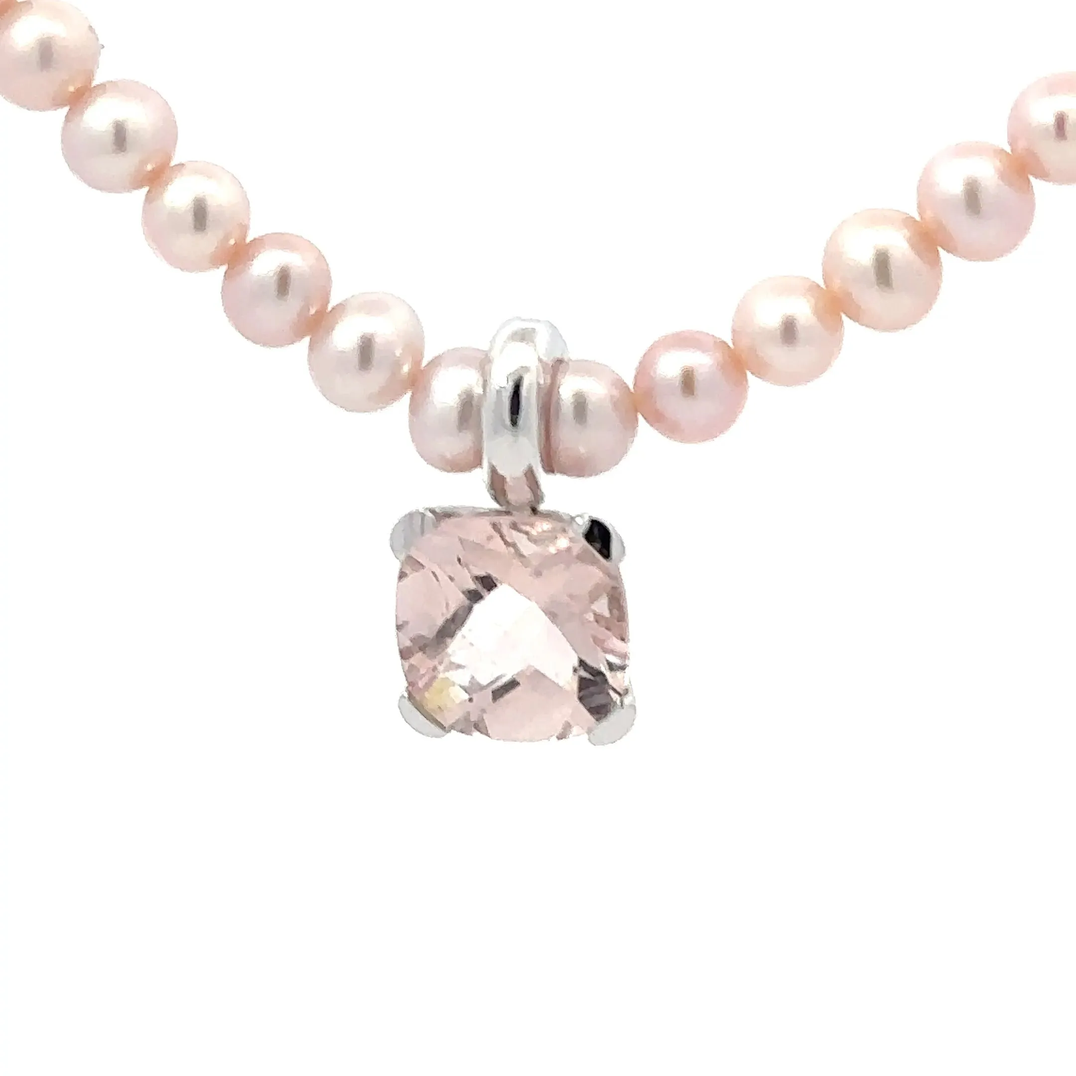 Buchwald 18ct white gold pink morganite pearl necklace