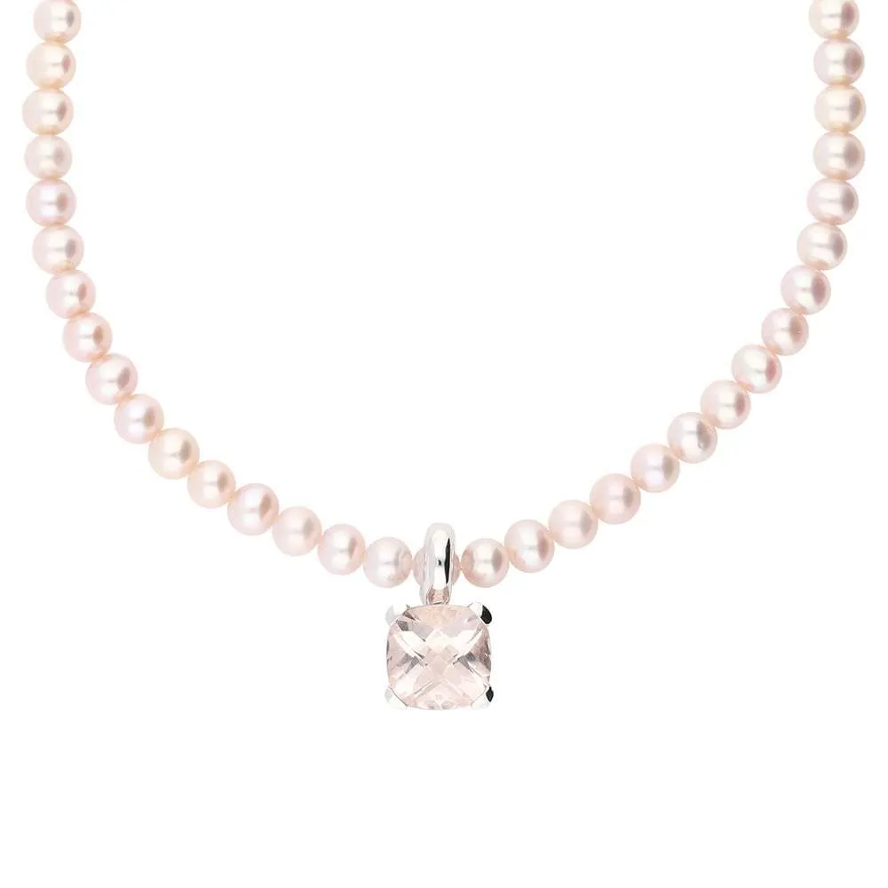 Buchwald 18ct white gold pink morganite pearl necklace