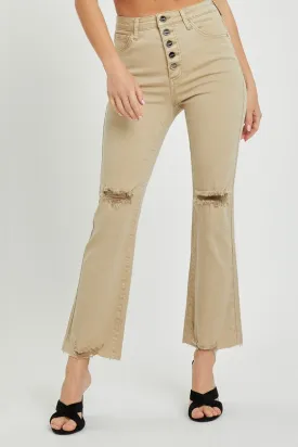 Button Down Ripped Straight Pants