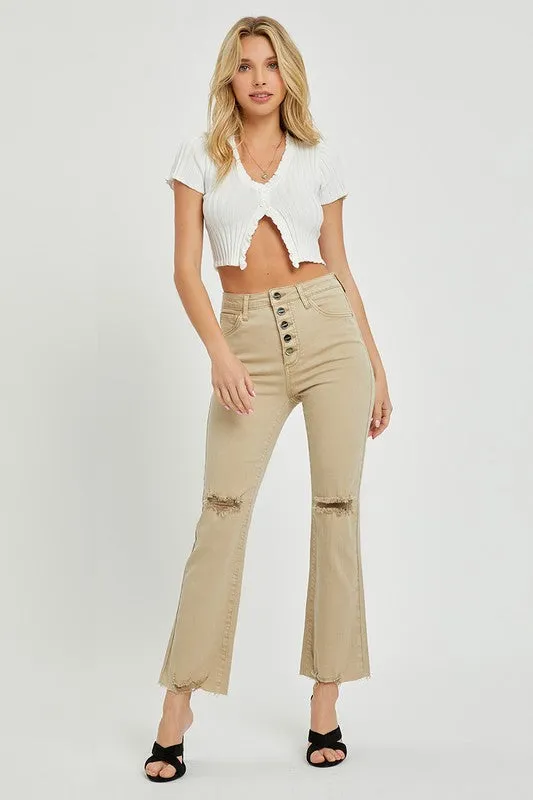 Button Down Ripped Straight Pants