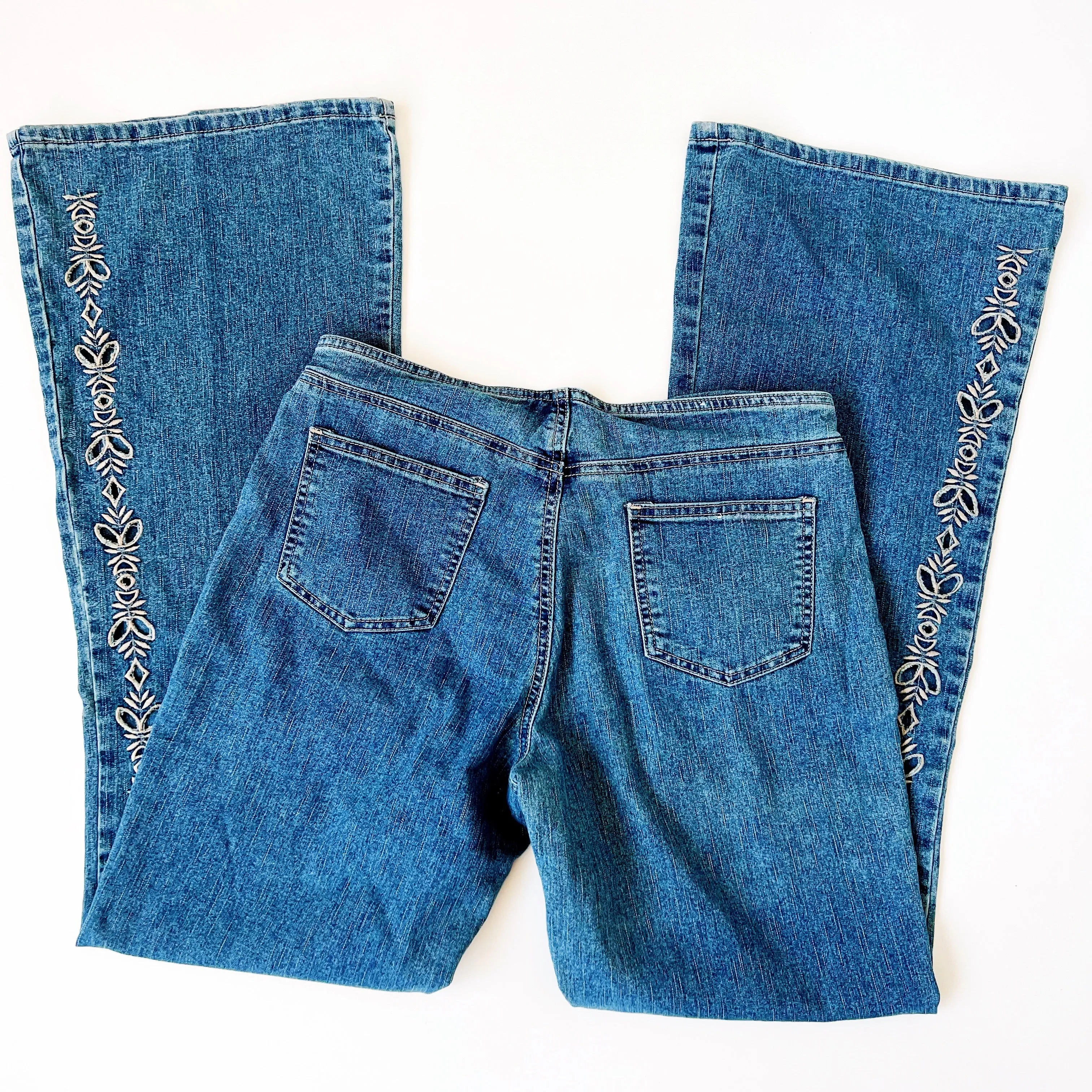 Embroidered Cutout Flare Jeans