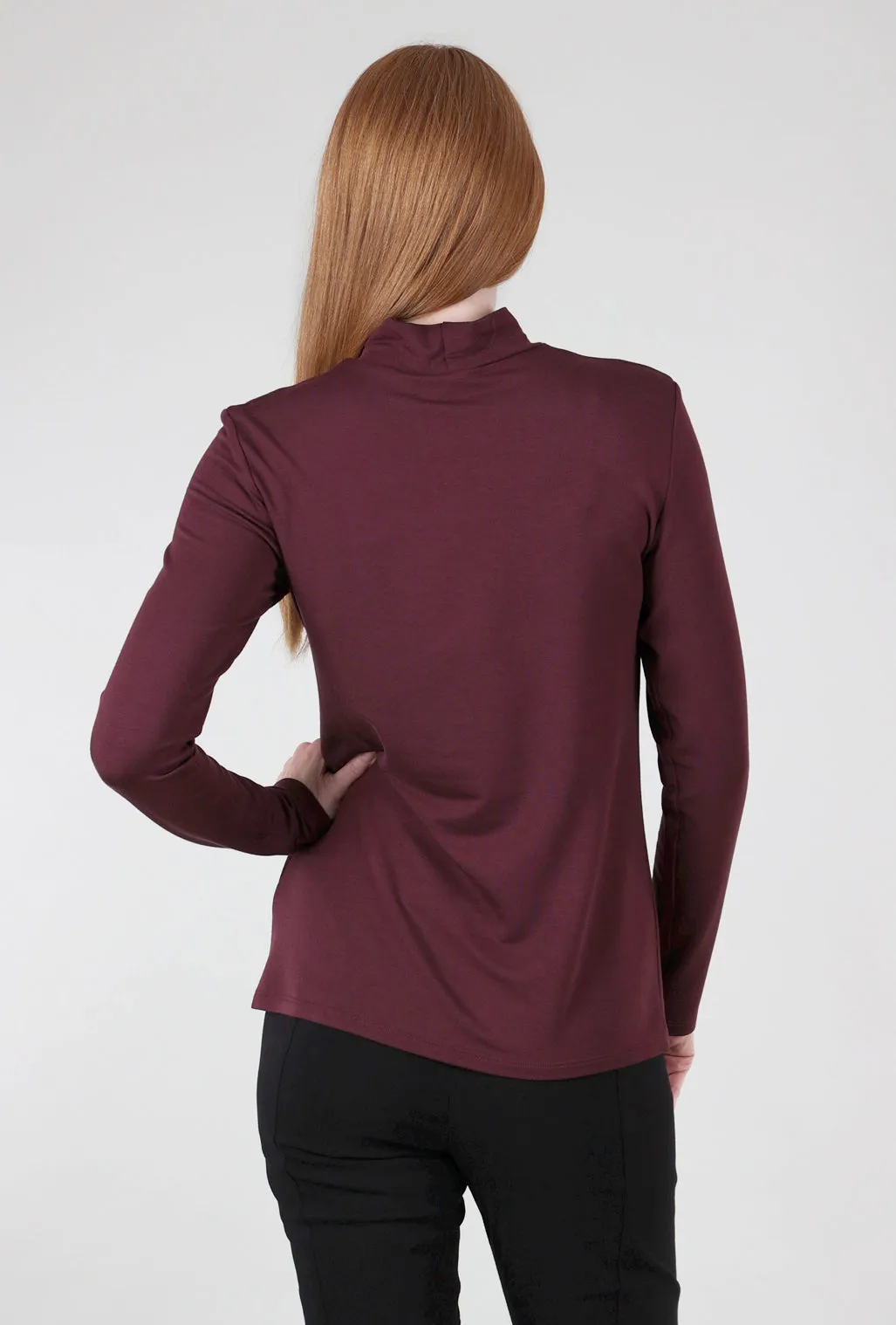 Essential Jersey Mock Neck, Burgundy