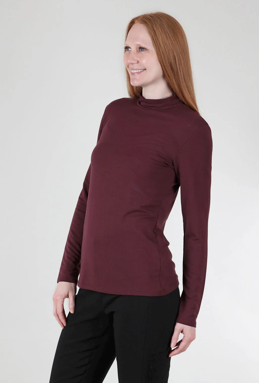 Essential Jersey Mock Neck, Burgundy