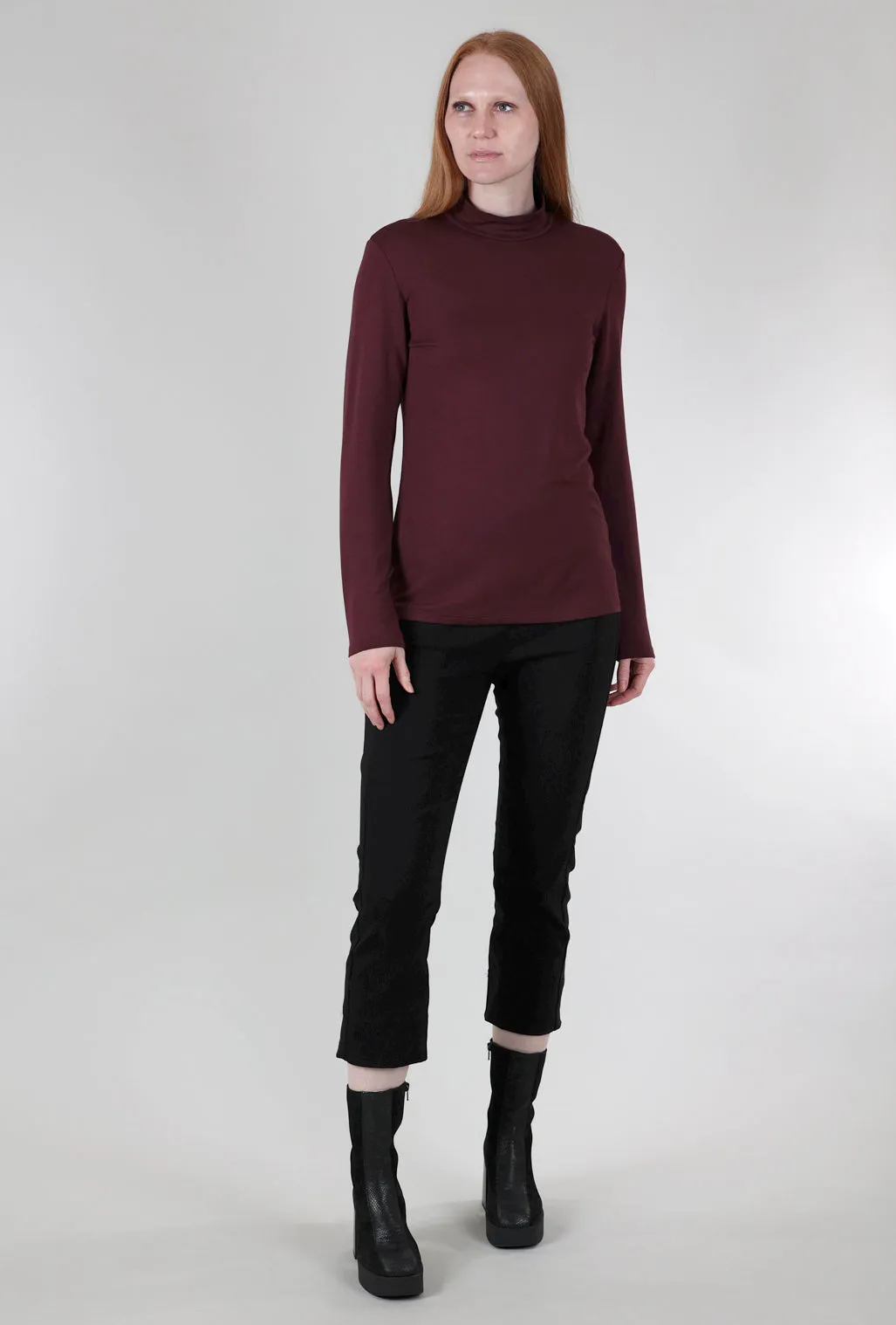 Essential Jersey Mock Neck, Burgundy