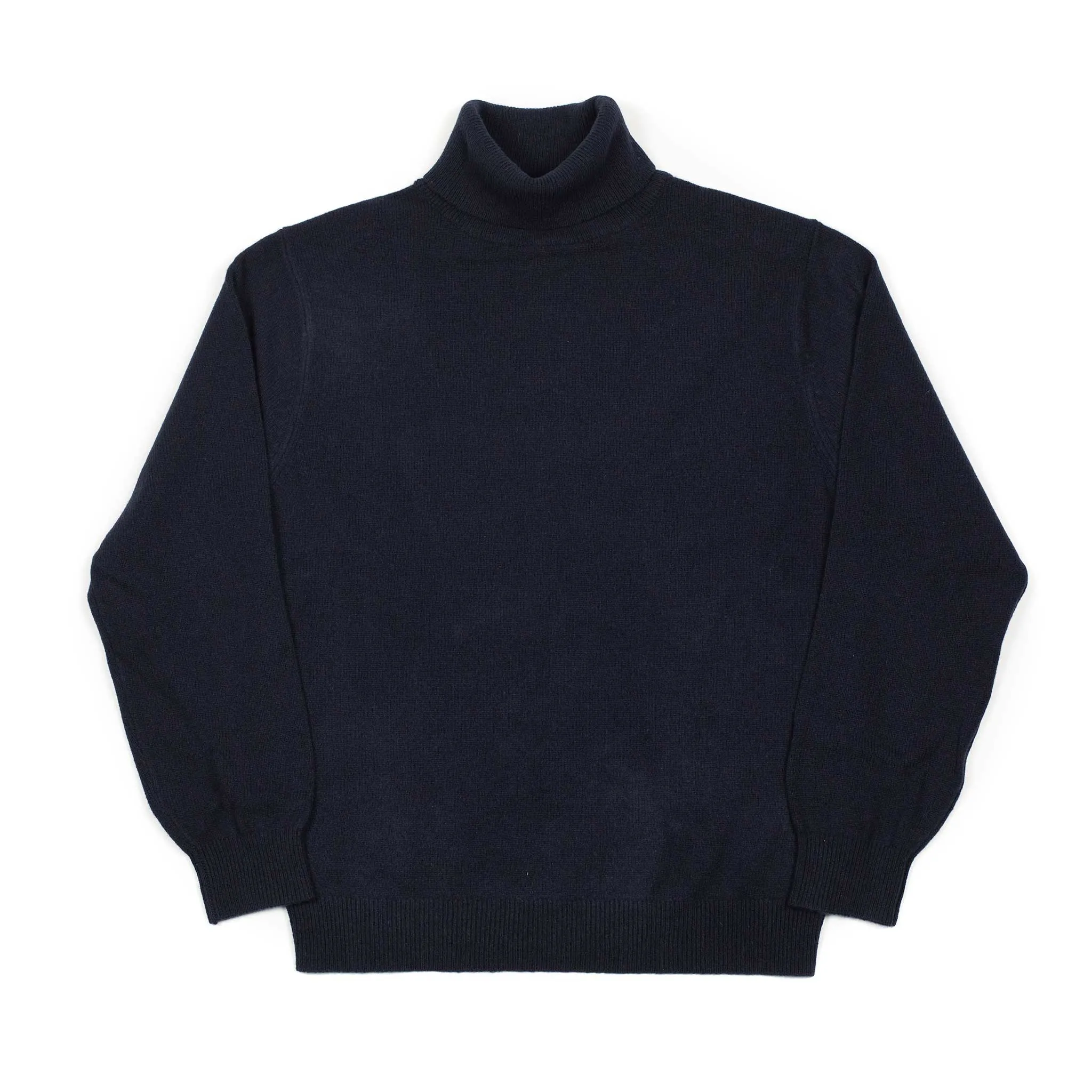 Fine gauge turtleneck sweater in navy wool