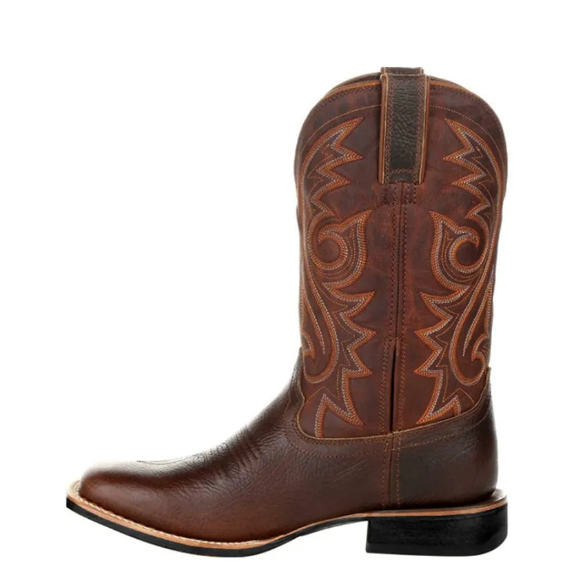 Funki Buys | Boots | Men's Mid-calf Embroidered Cowboy Boot