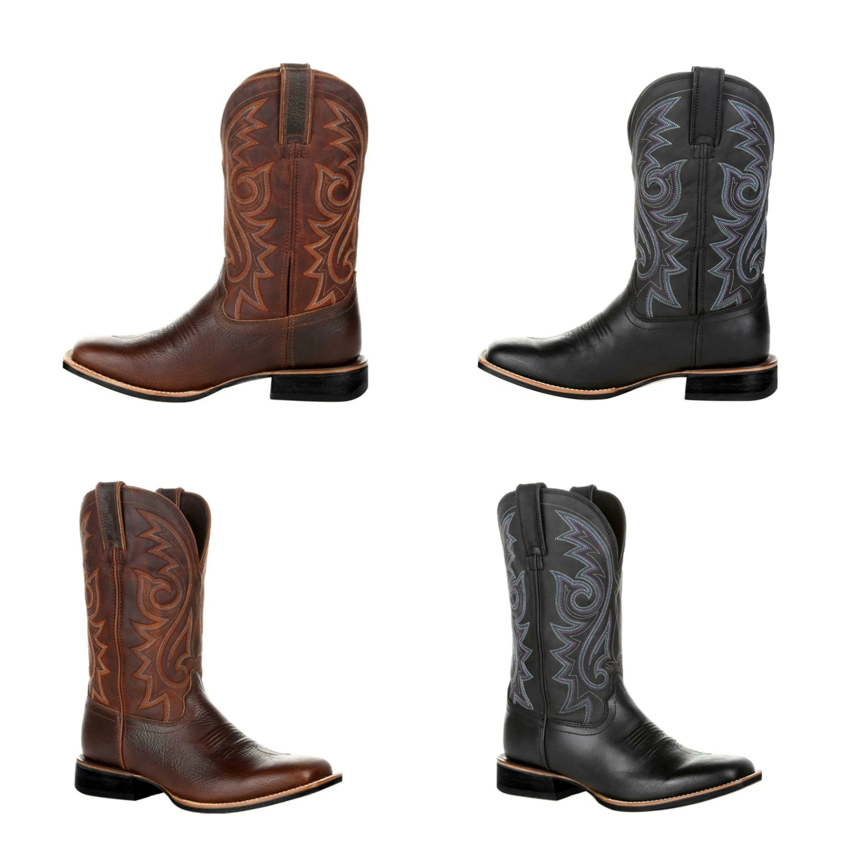 Funki Buys | Boots | Men's Mid-calf Embroidered Cowboy Boot