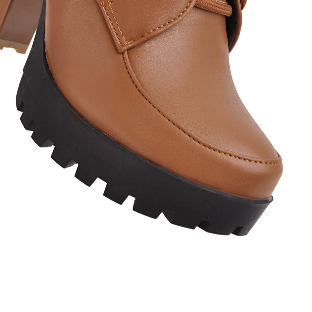 Funki Buys | Boots | Women's Block Heel Buckle Strap Ankle Boots