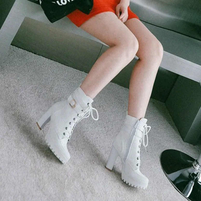 Funki Buys | Boots | Women's Block Heel Buckle Strap Ankle Boots