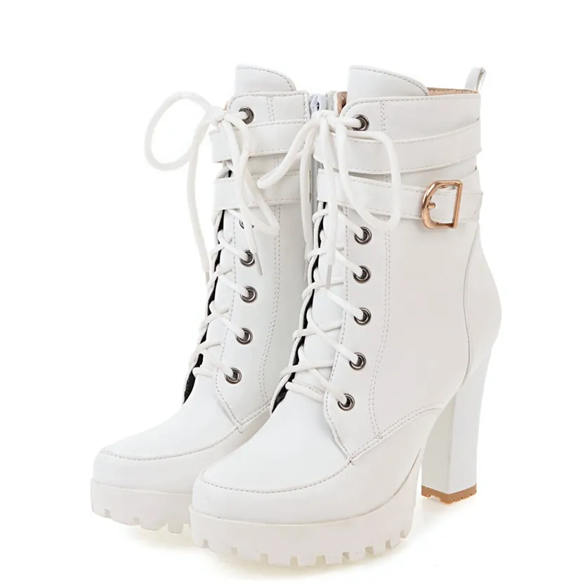 Funki Buys | Boots | Women's Block Heel Buckle Strap Ankle Boots