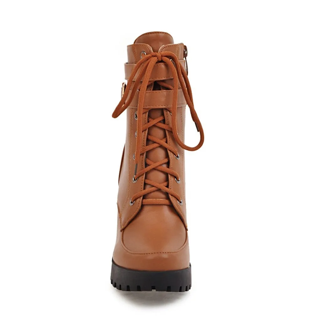 Funki Buys | Boots | Women's Block Heel Buckle Strap Ankle Boots