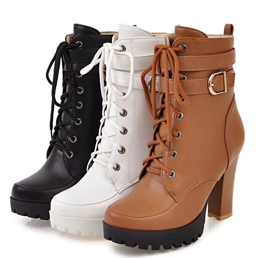 Funki Buys | Boots | Women's Block Heel Buckle Strap Ankle Boots