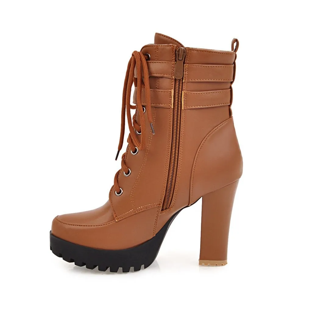 Funki Buys | Boots | Women's Block Heel Buckle Strap Ankle Boots