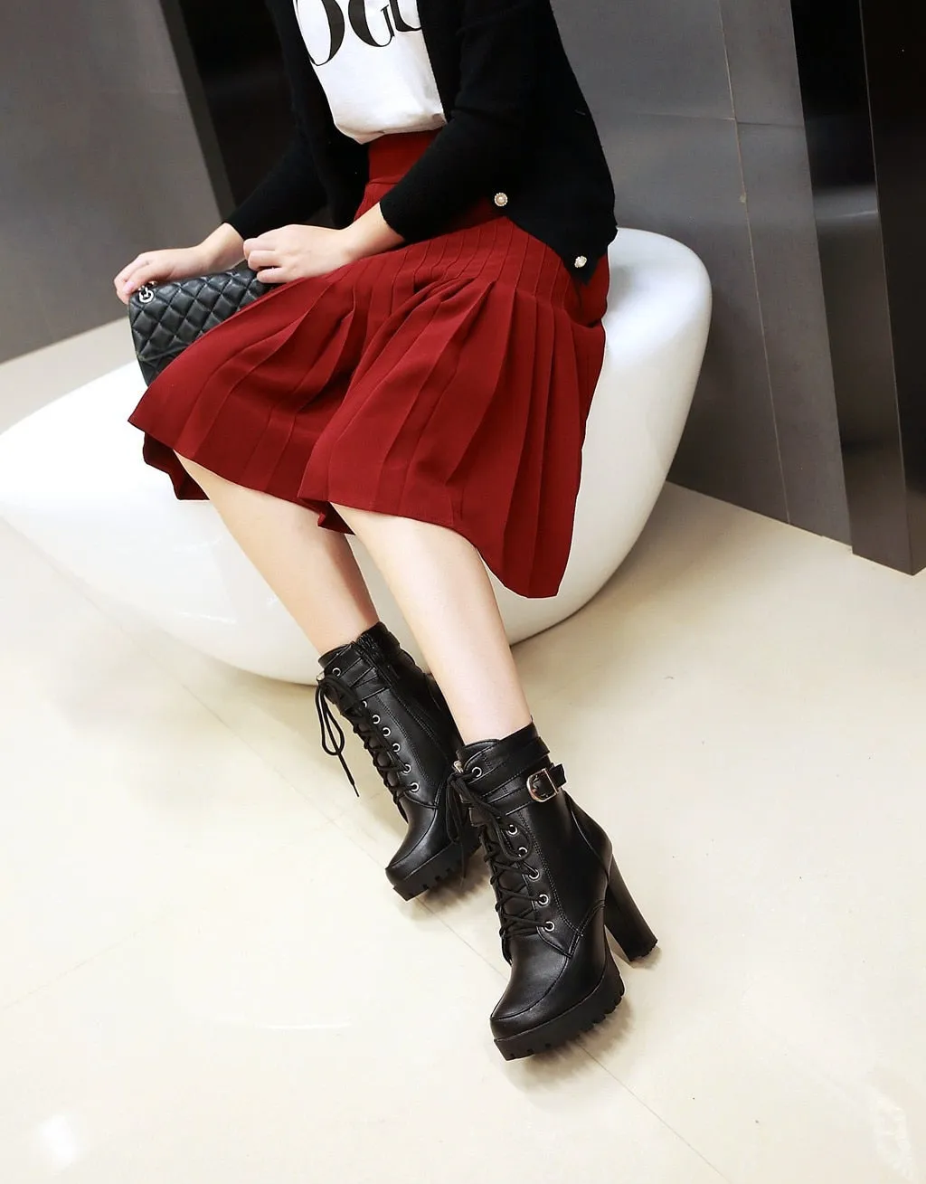 Funki Buys | Boots | Women's Block Heel Buckle Strap Ankle Boots
