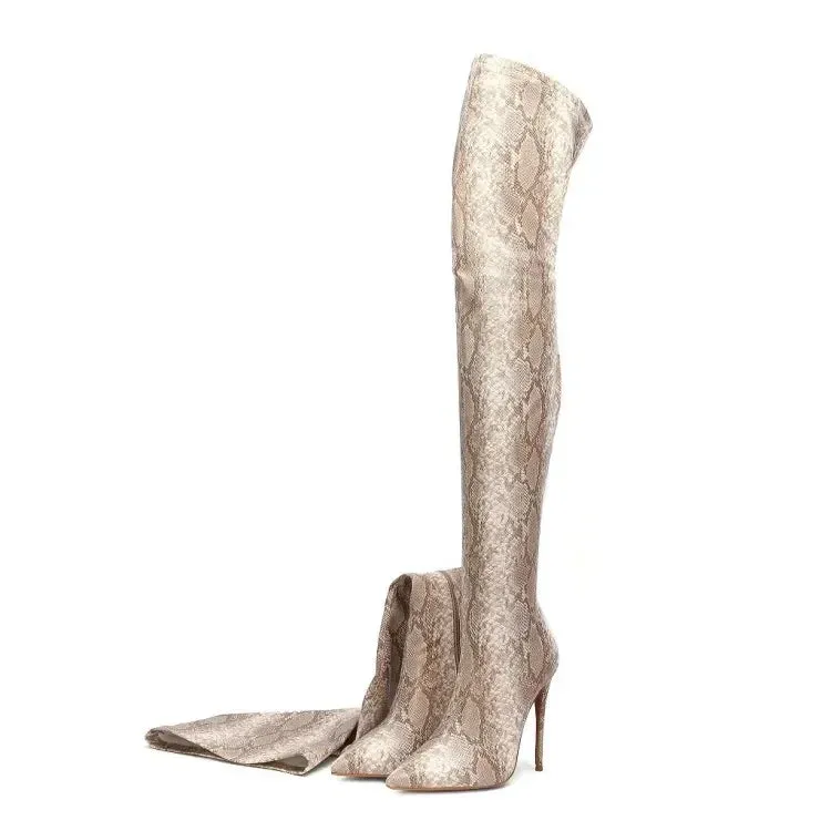 Funki Buys | Boots | Women's Snake Leopard Cloth Long Boots