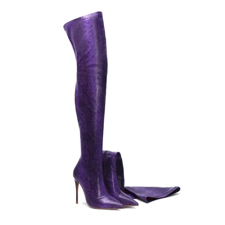 Funki Buys | Boots | Women's Snake Leopard Cloth Long Boots