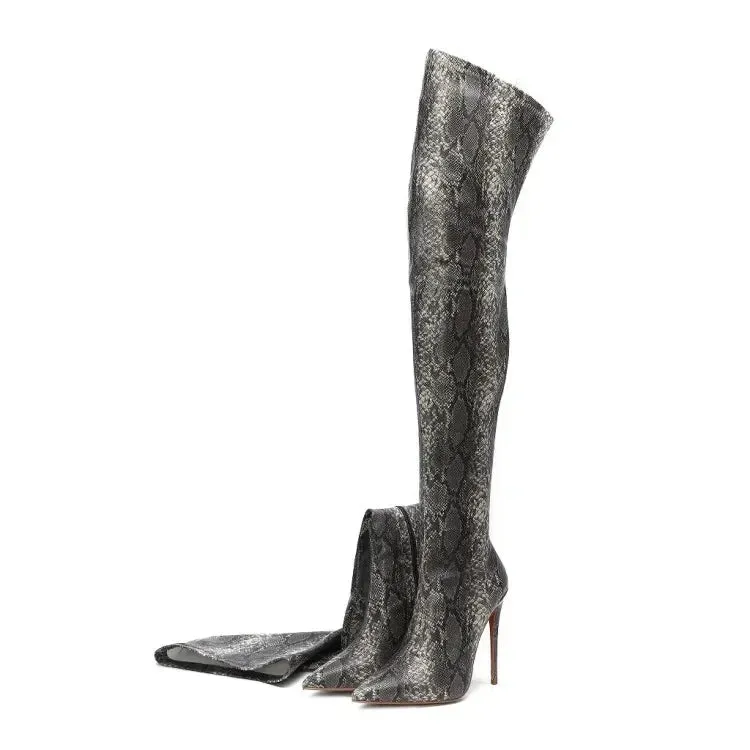 Funki Buys | Boots | Women's Snake Leopard Cloth Long Boots