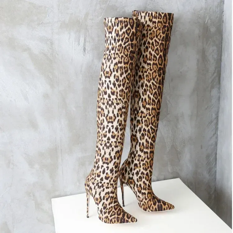 Funki Buys | Boots | Women's Snake Leopard Cloth Long Boots