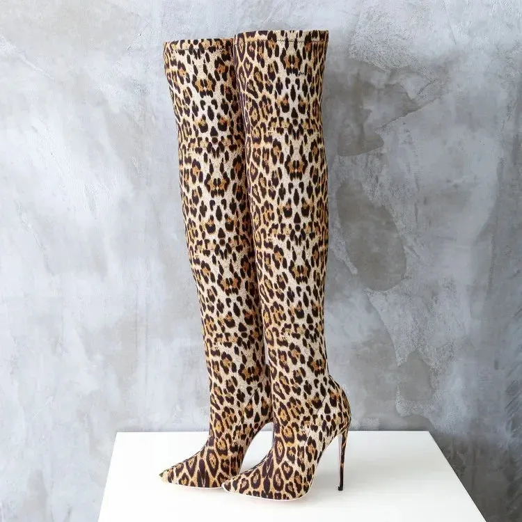 Funki Buys | Boots | Women's Snake Leopard Cloth Long Boots
