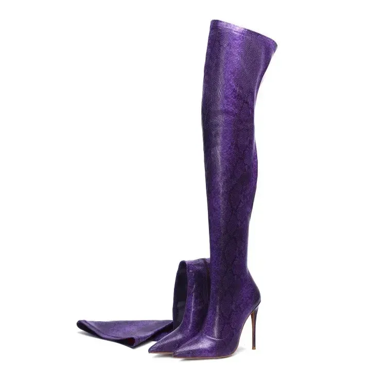 Funki Buys | Boots | Women's Snake Leopard Cloth Long Boots