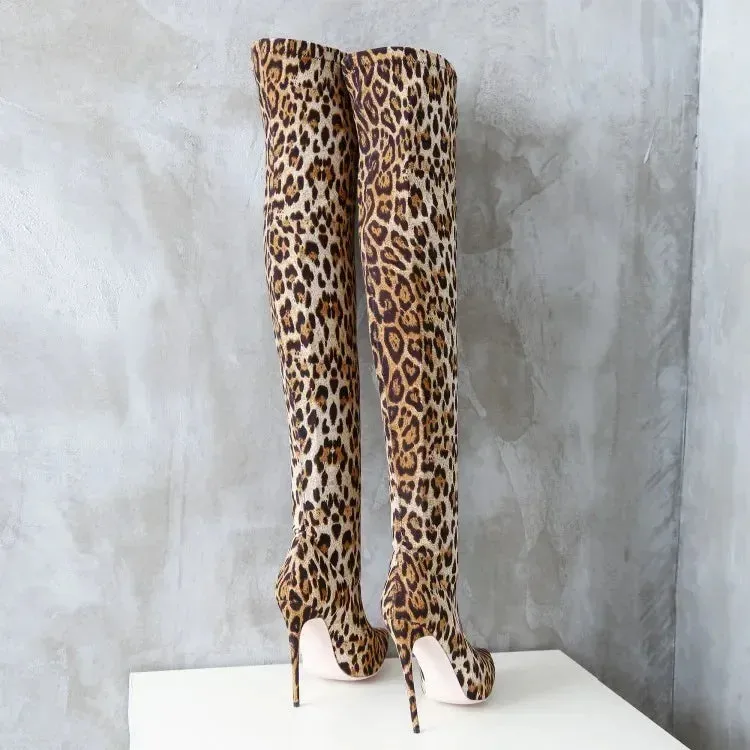 Funki Buys | Boots | Women's Snake Leopard Cloth Long Boots