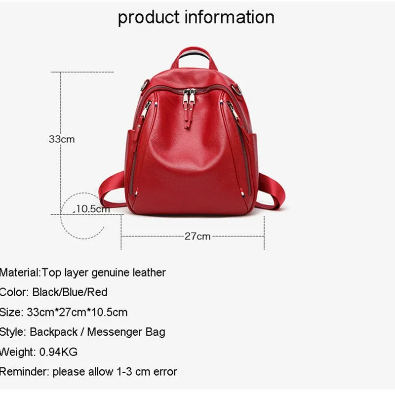 Genuine Leather Girls Backpack