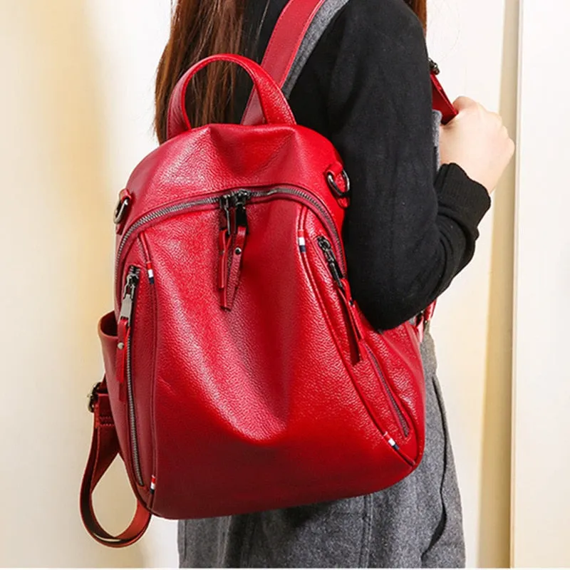 Genuine Leather Girls Backpack