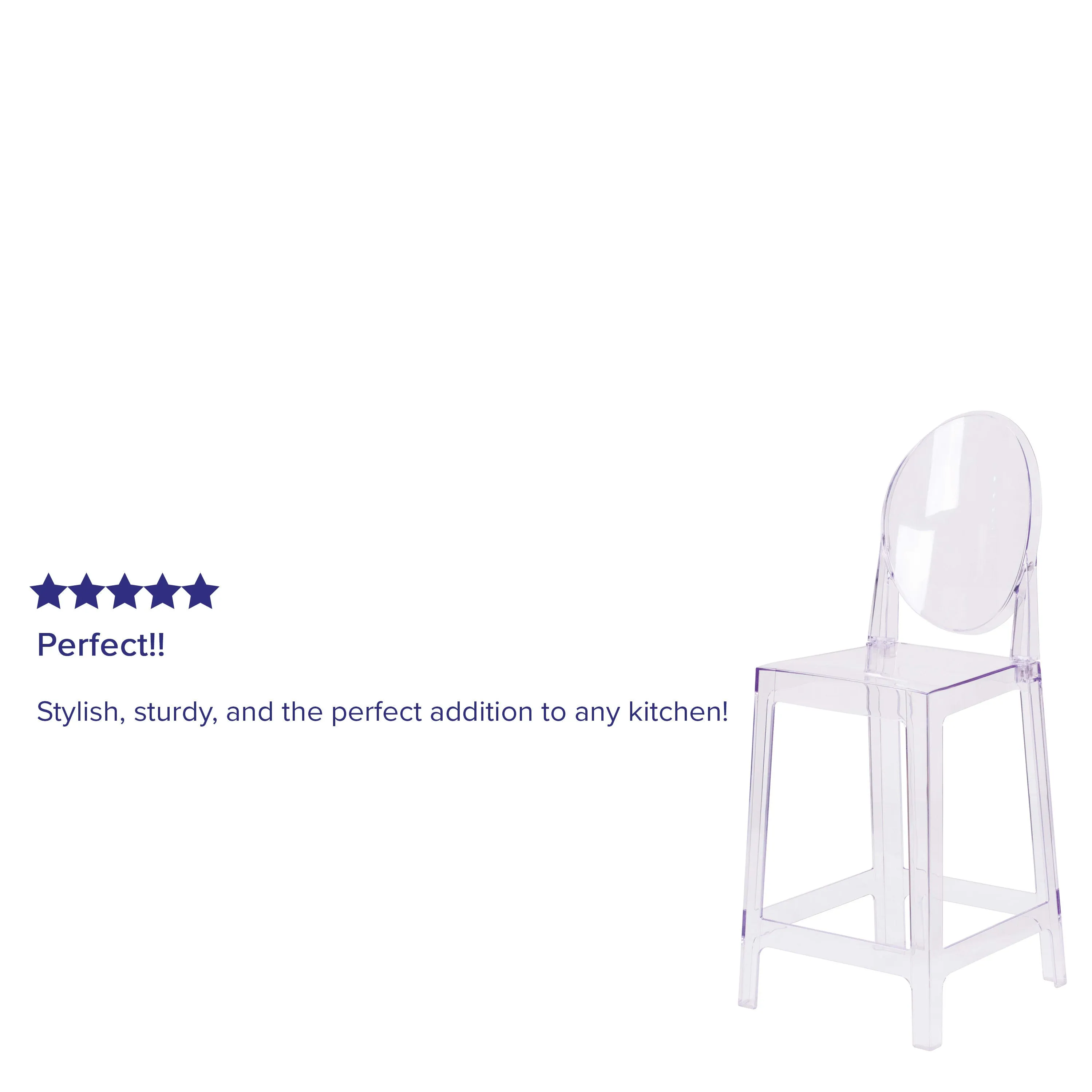Ghost Barstool in Transparent Crystal with Oval Back