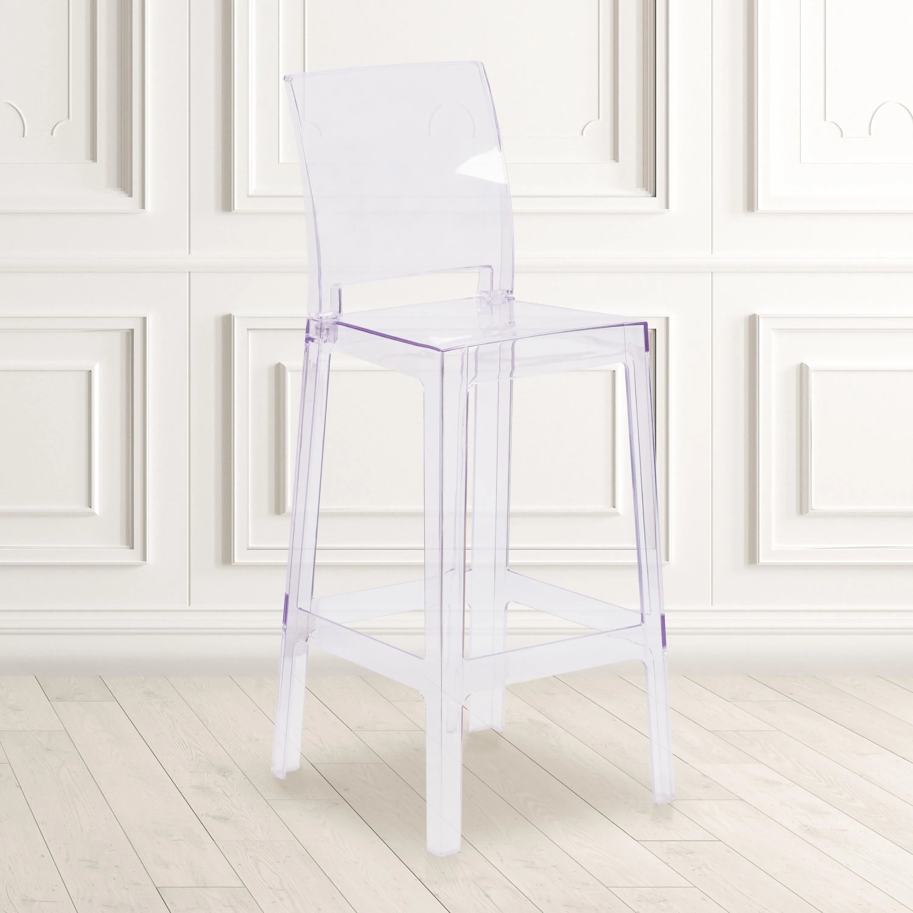 Ghost Barstool in Transparent Crystal with Square Back