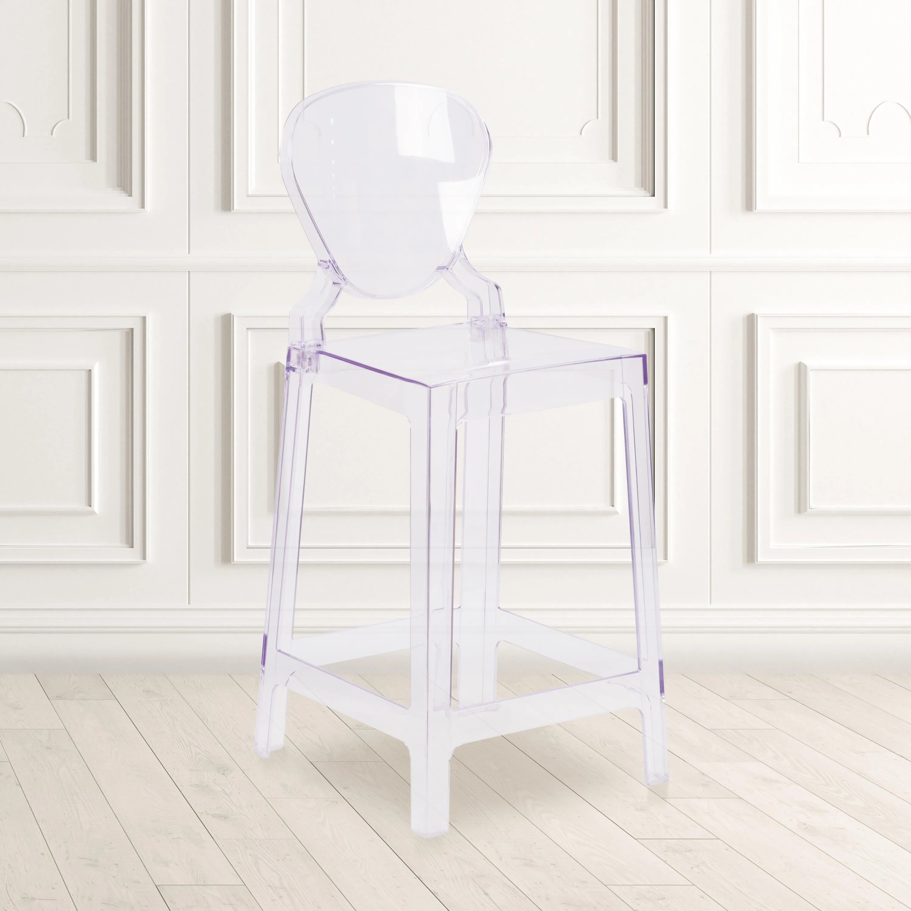 Ghost Counter Stool in Transparent Crystal with Tear Back