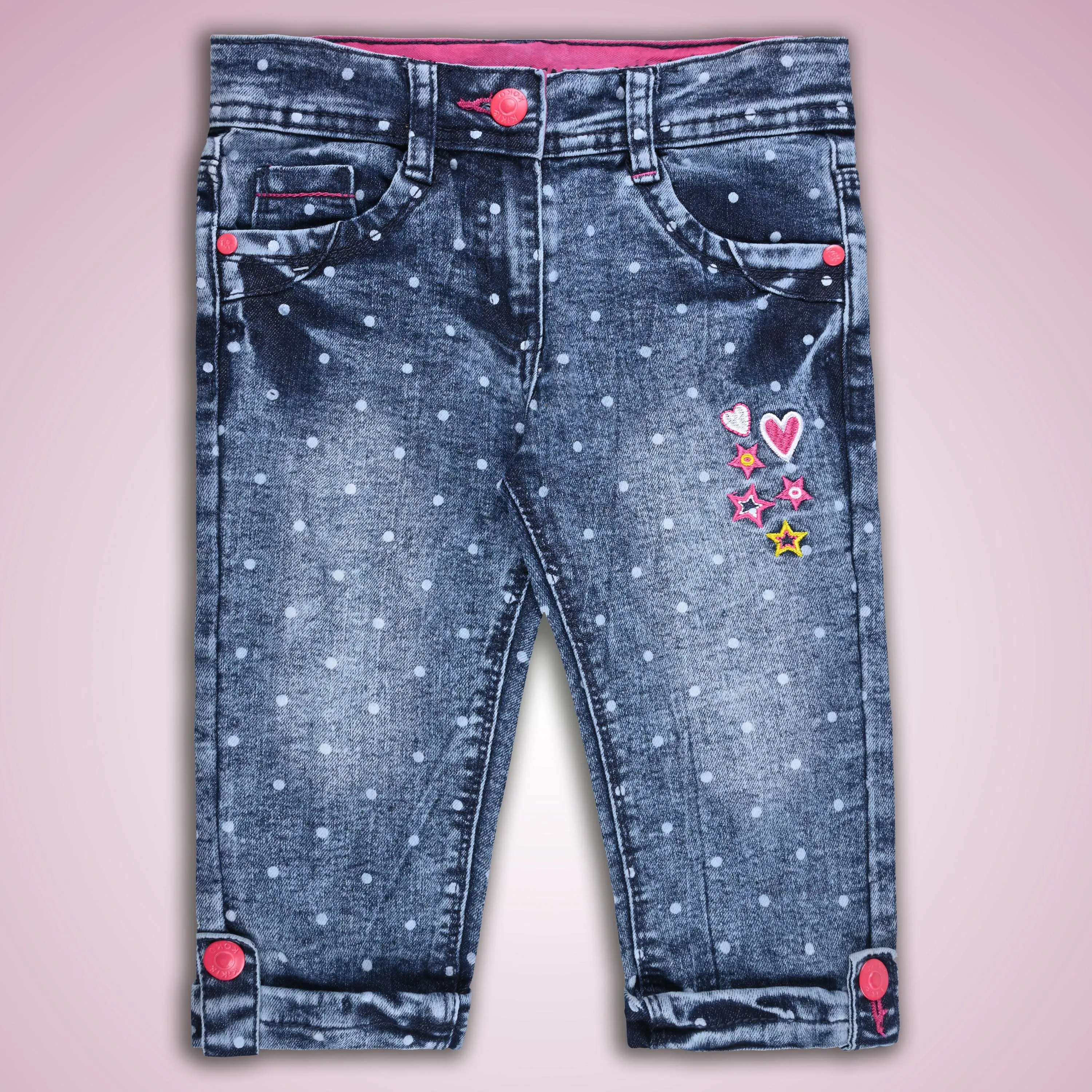 Girls 3/4th Embroidered Jeans