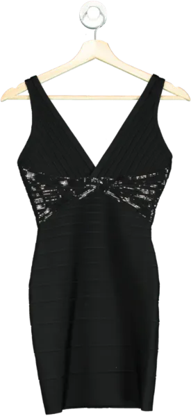 Herve Leger Black Sequin Bandage Dress XS