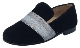 Hoo Shoes Smoking Loafer Black with Silver Band